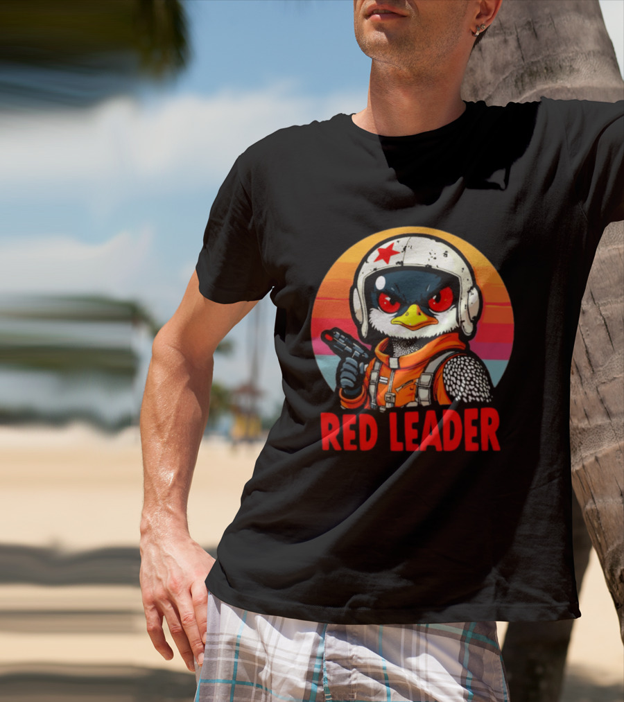 Red Leader Loon Pilot Retro Sunset T-Shirt