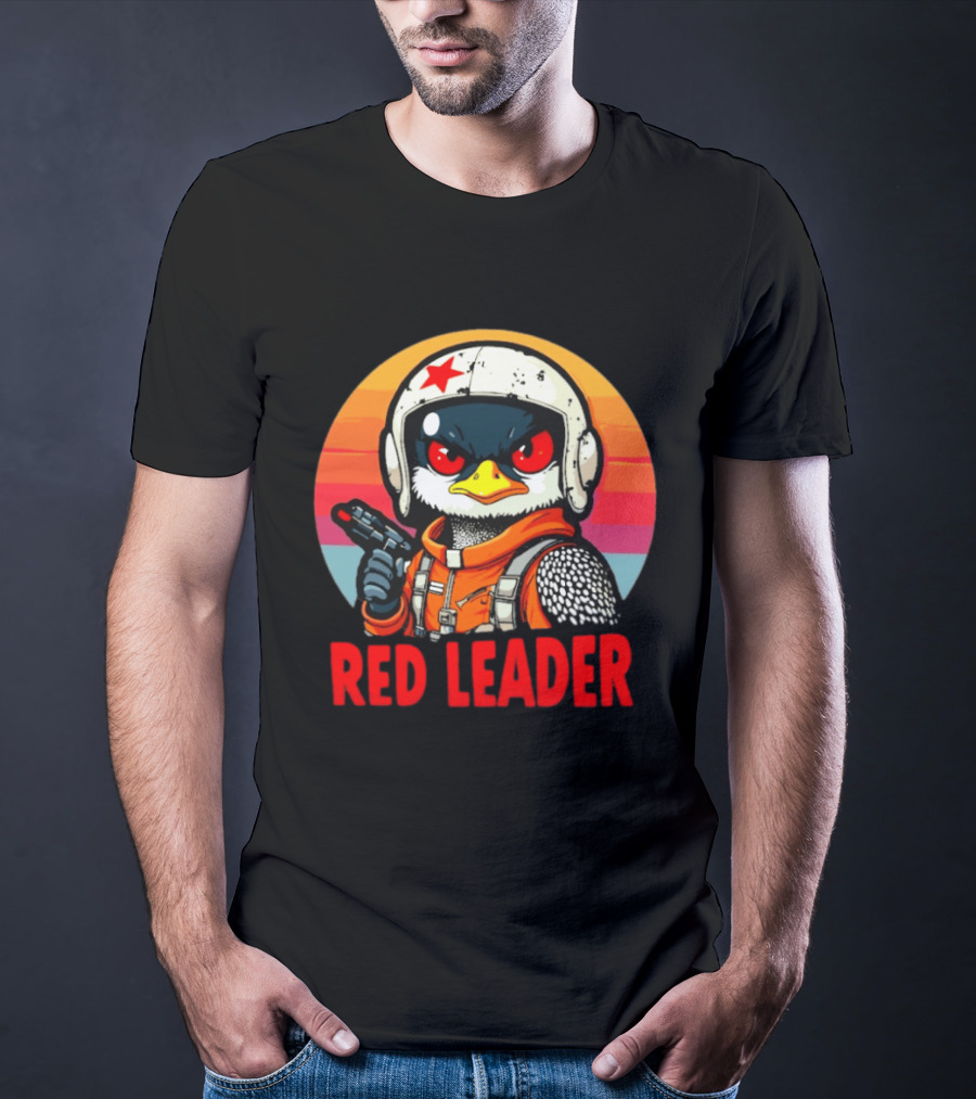 Red Leader Loon Pilot Retro Sunset T-Shirt
