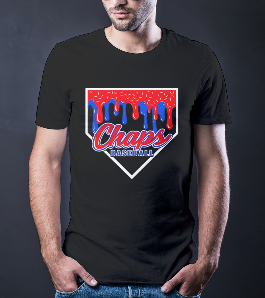 Chaps Baseball Blue Red Melting Motif T-Shirt