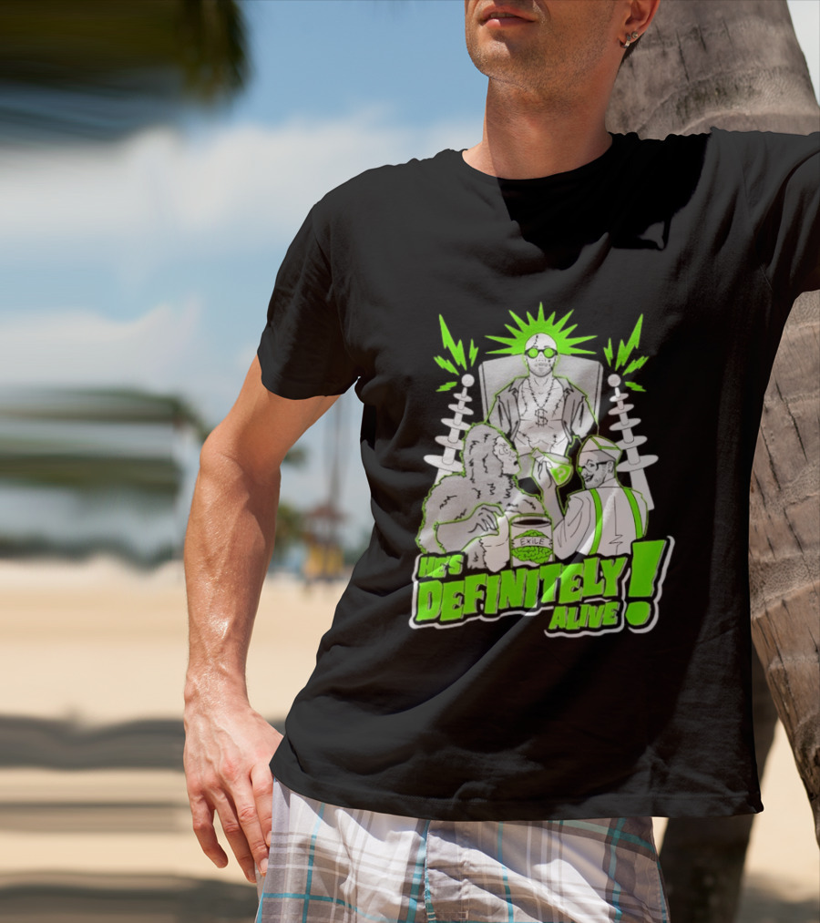 He's Definitely Alive Exile Bright Green Highlights Gorilla And Scientist T-Shirt