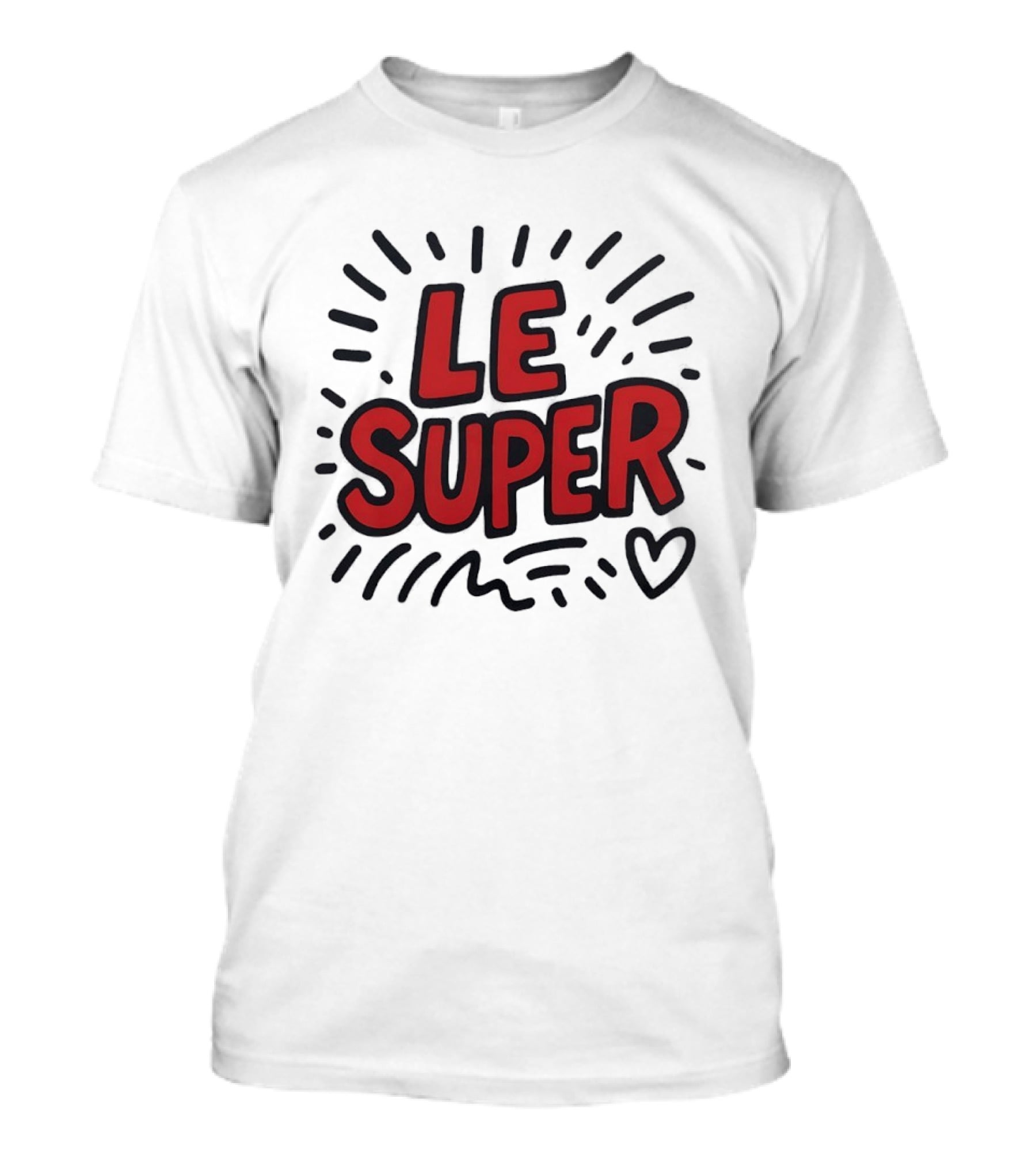 Le Super Text With Doodle Heart And Lines T-Shirt