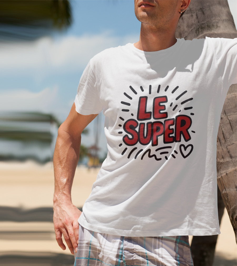 Le Super Text With Doodle Heart And Lines T-Shirt