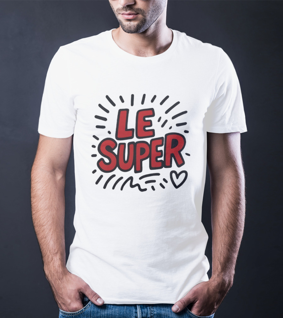 Le Super Text With Doodle Heart And Lines T-Shirt