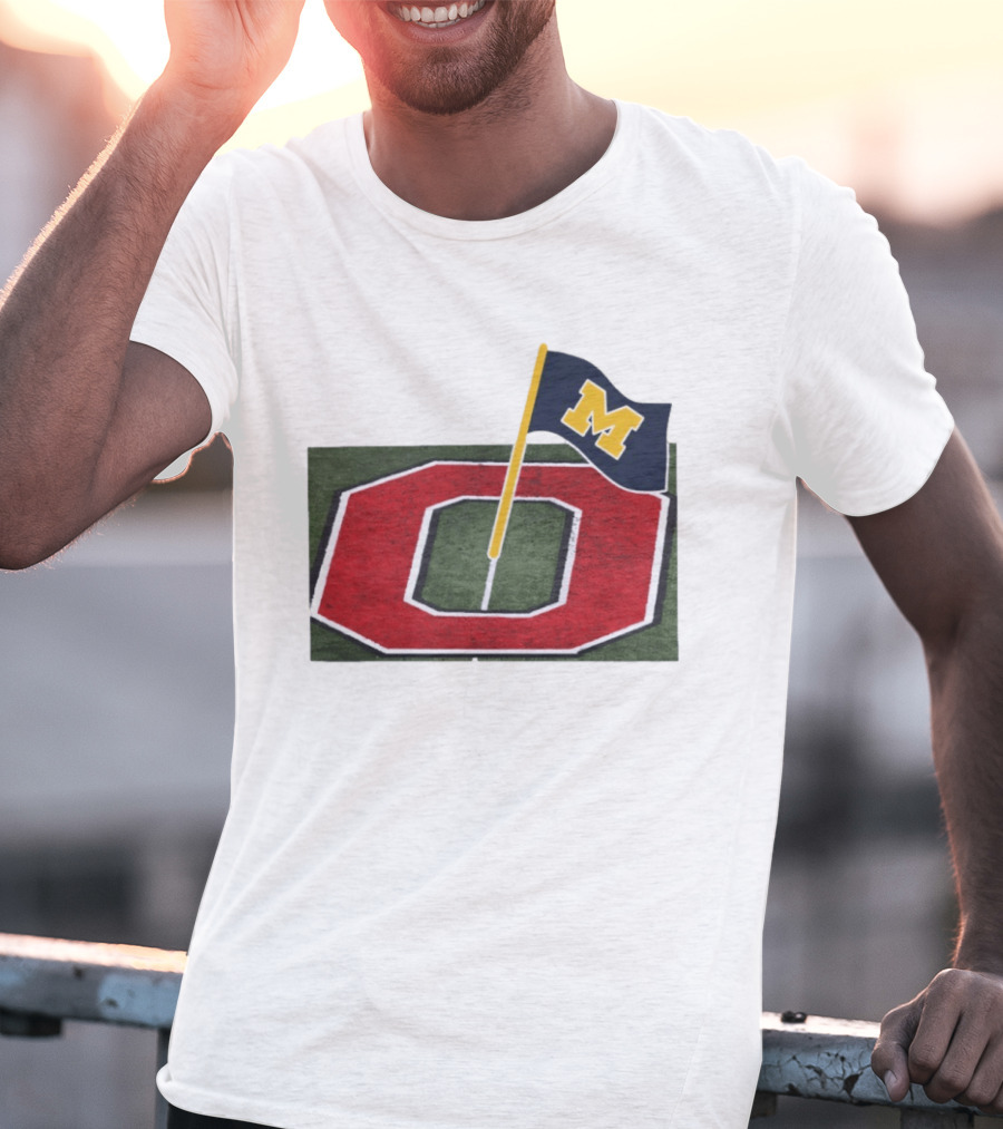 Michigan Flag Planting Ohio Rivalry Symbolic Gesture T-Shirt