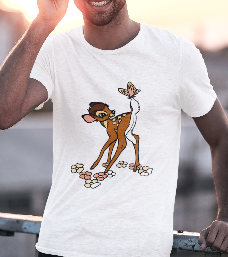 Bambi Baby Deer Butterfly Vintage Disney T-Shirt
