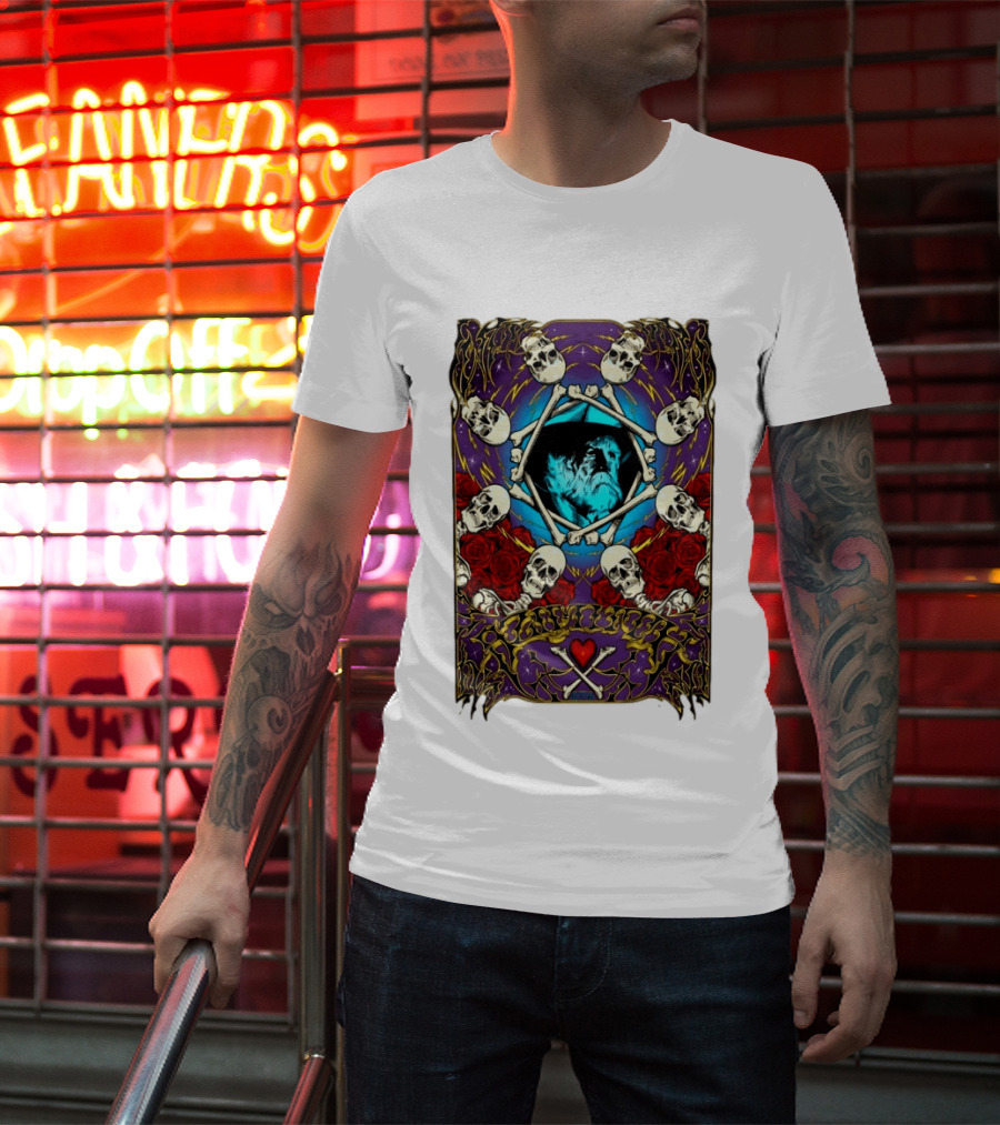 Skull And Roses Psychedelic Tribute Boby Weir In Loving Memory T-Shirt