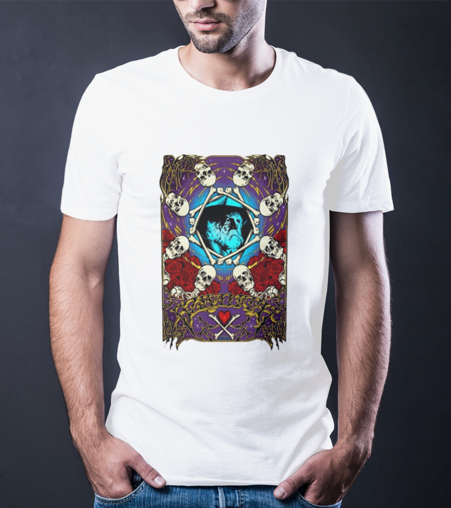 Skull And Roses Psychedelic Tribute Boby Weir In Loving Memory T-Shirt