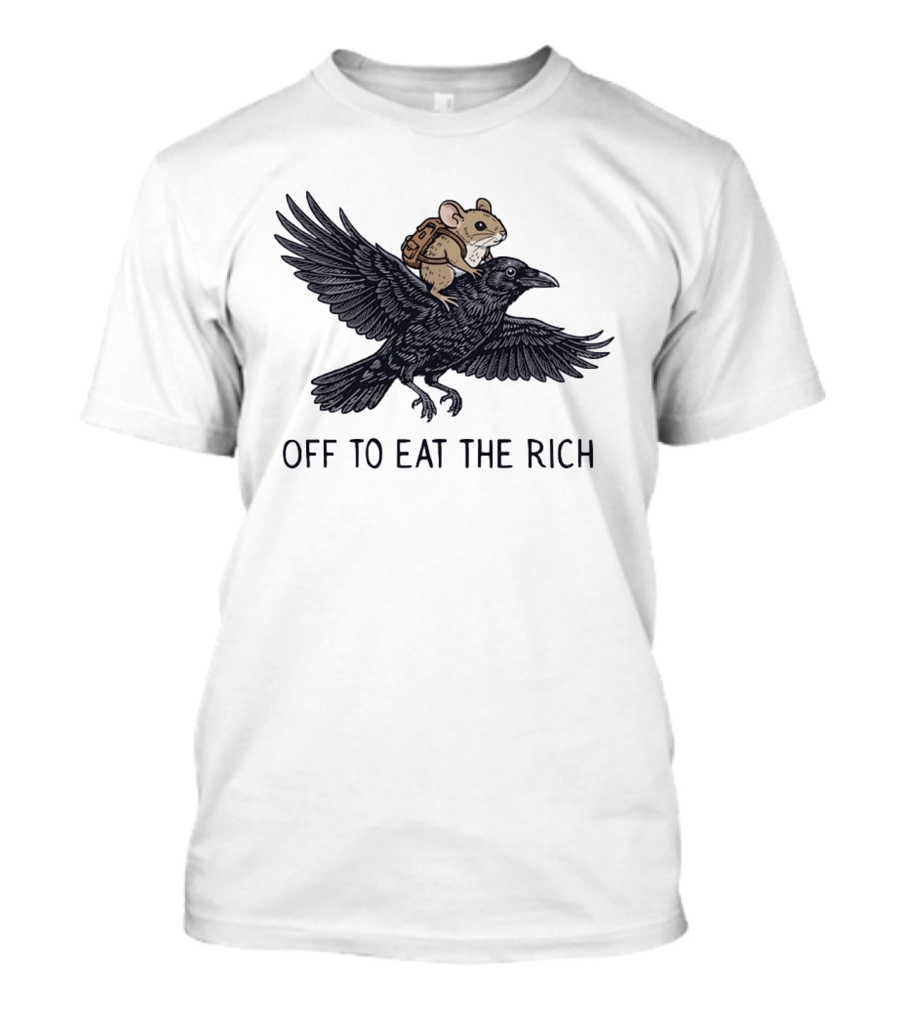 Mouse Riding Raven Off To Eat The Rich T-Shirt