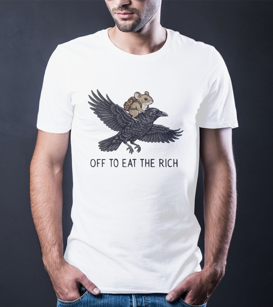 Mouse Riding Raven Off To Eat The Rich T-Shirt