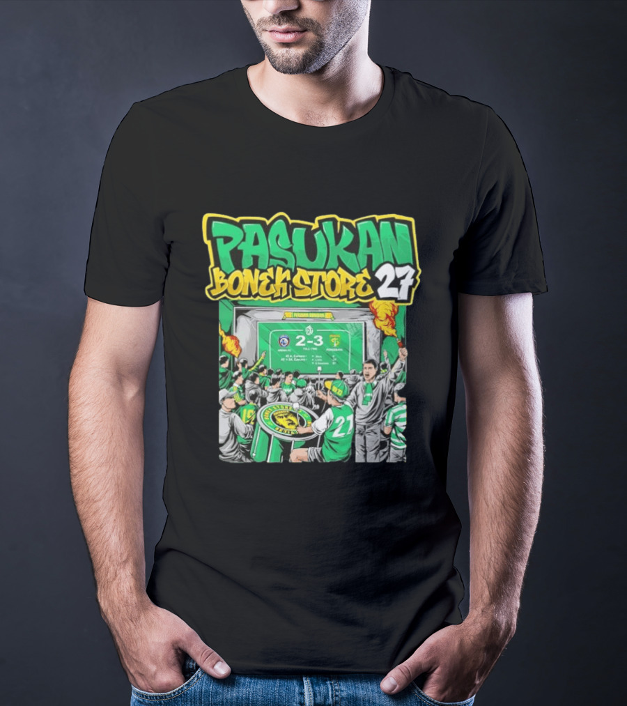 Pasukan Bonek Store 27 Persebaya Surabaya Football Fans 2 3 Match Celebration T-Shirt