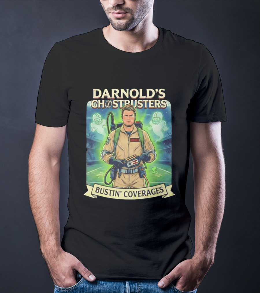 Darnold's Ghostbusters Bustin' Coverages Paranormal NFL Football Action T-Shirt