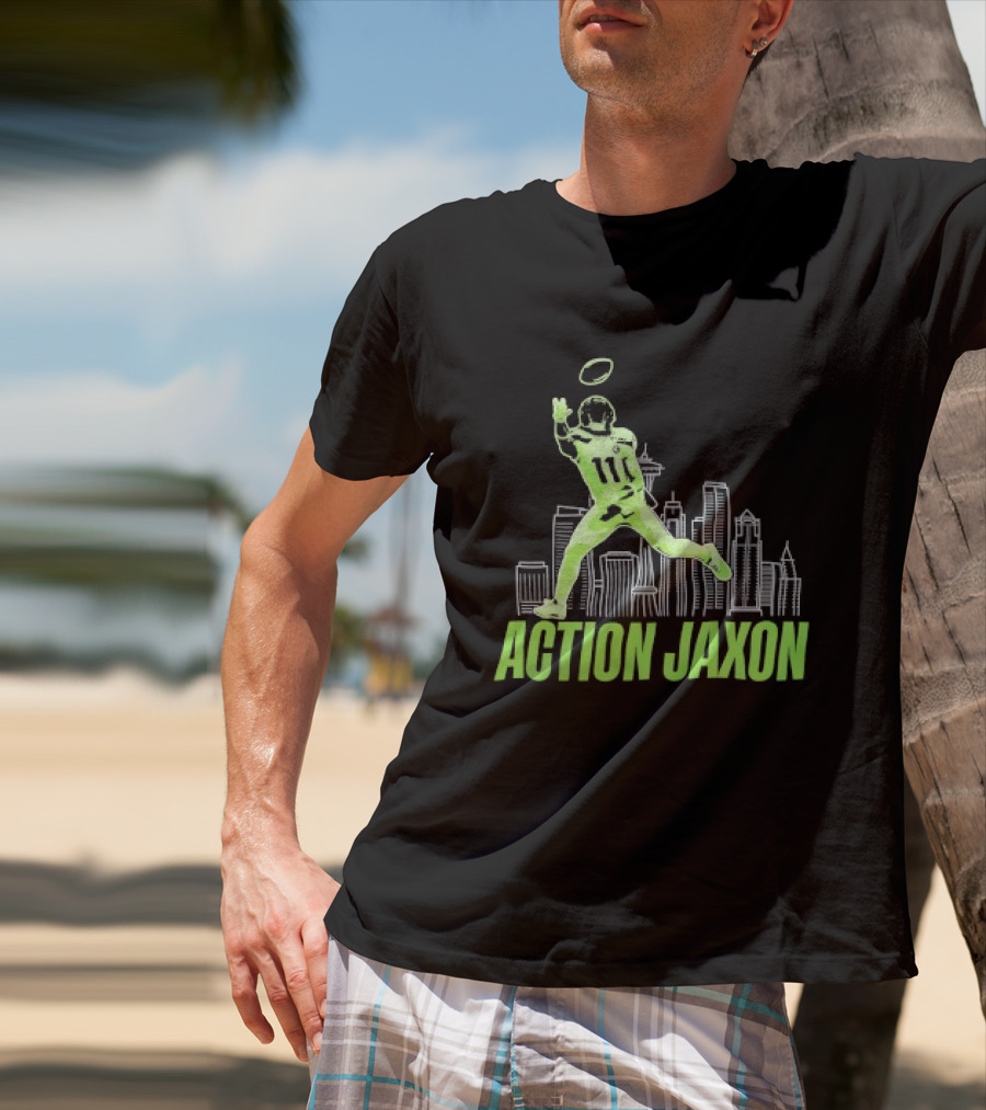 Seattle Football Jaxon Smith Njigba Action Jaxon Skyline T-Shirt