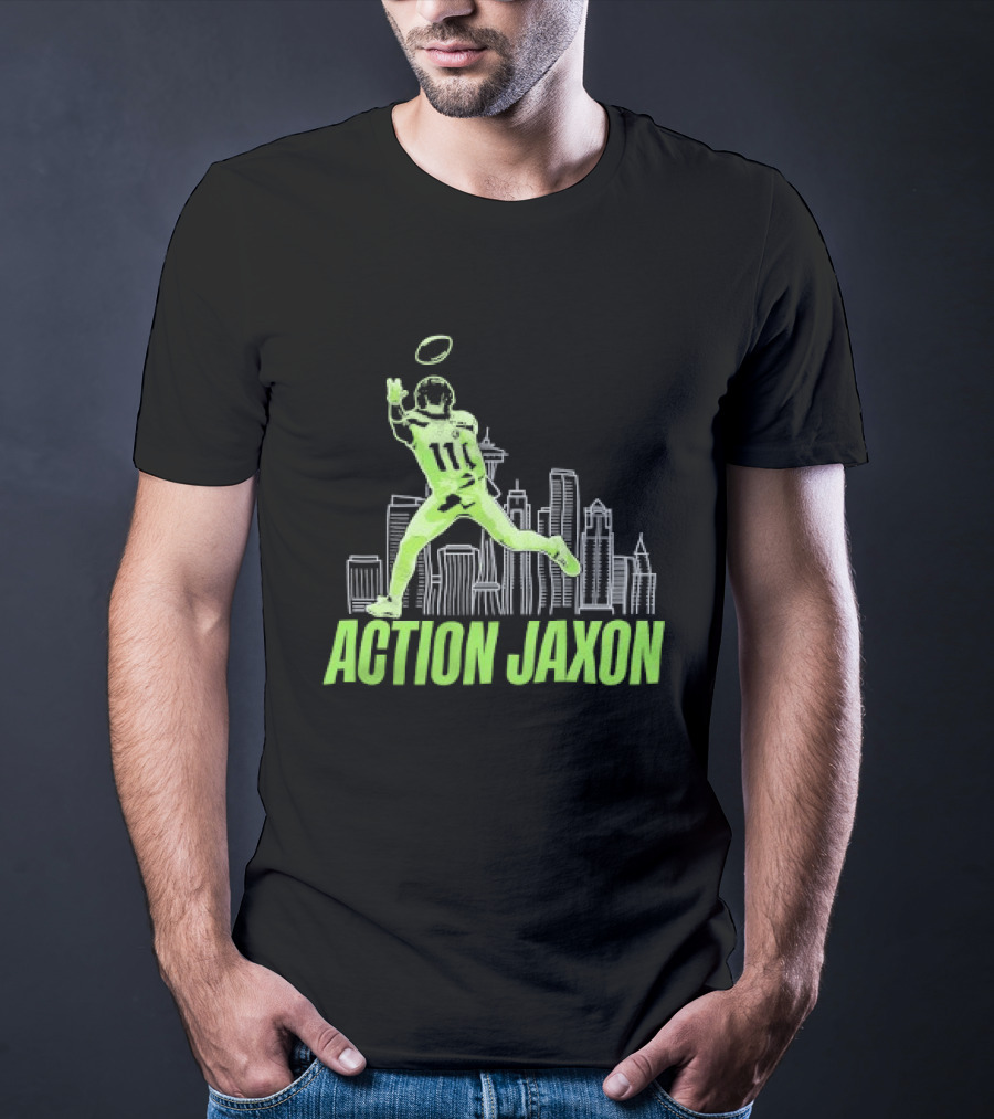 Seattle Football Jaxon Smith Njigba Action Jaxon Skyline T-Shirt