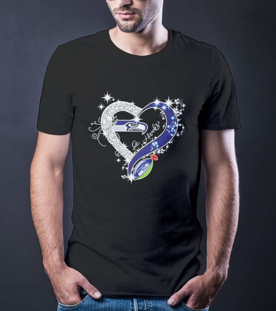 Seattle Seahawks Go Hawks Heart Stars Football Fan Love T-Shirt