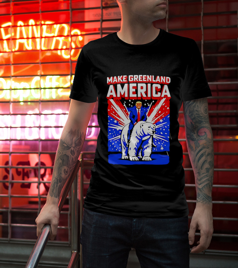Make Greenland America Trump Riding Polar Bear T-Shirt