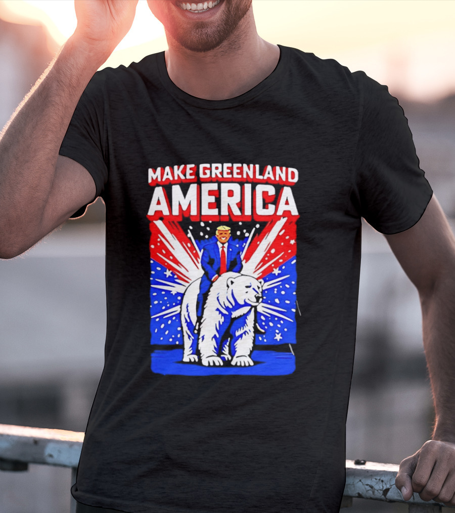 Make Greenland America Trump Riding Polar Bear T-Shirt