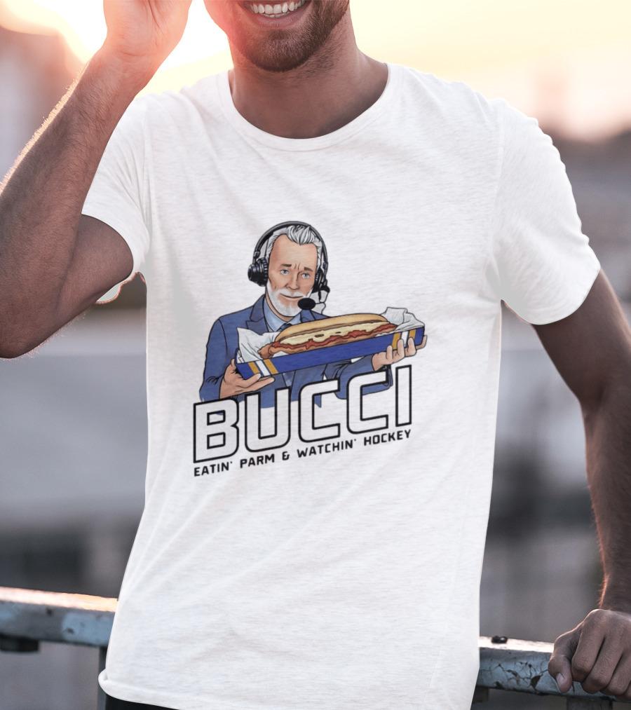 BUCCI Eatin' Parm And In' Hockey With Headset And Sub Sandwich T-Shirt
