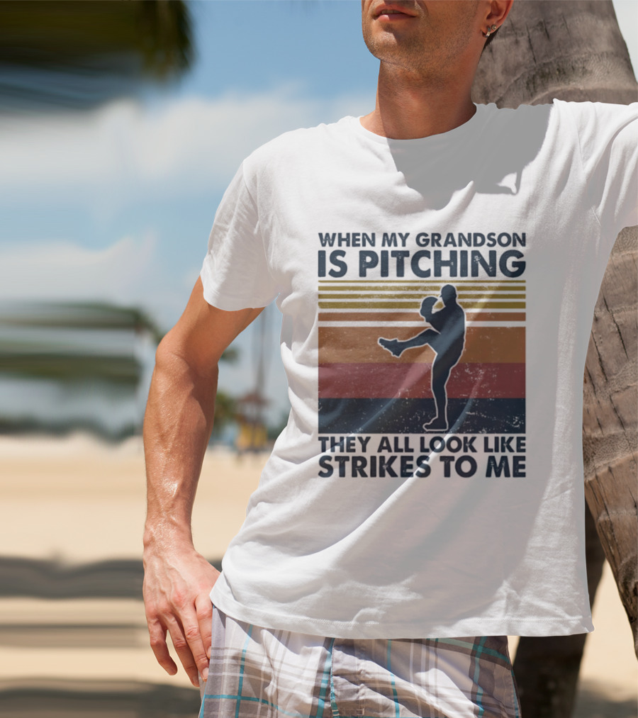Grandson Pitching Baseball Strikes T-Shirt