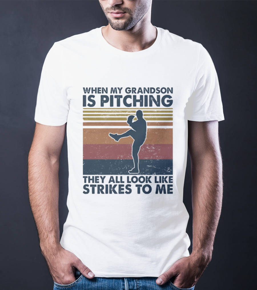 Grandson Pitching Baseball Strikes T-Shirt