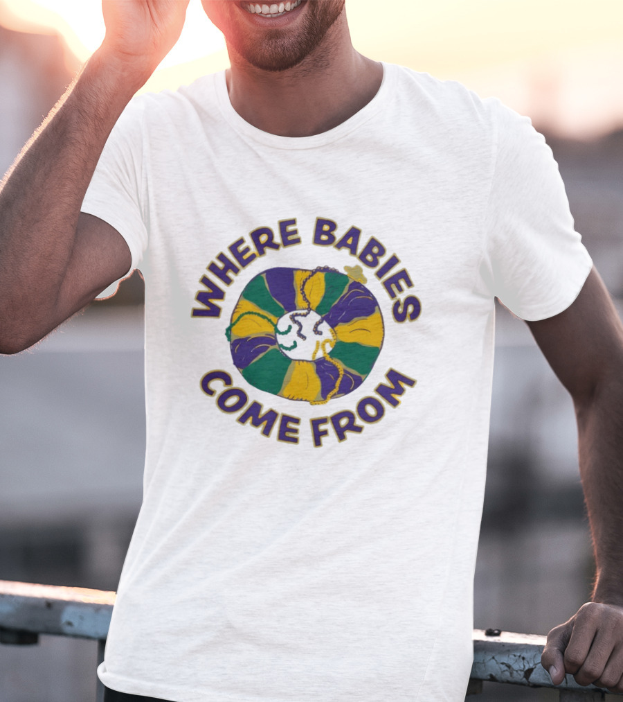Where Babies Come From Mardi Gras King Cake Humor T-Shirt