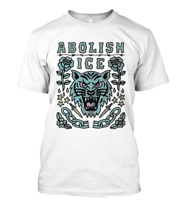 Tiger Abolish ICE Tattoo Chains Roses And Stars T-Shirt