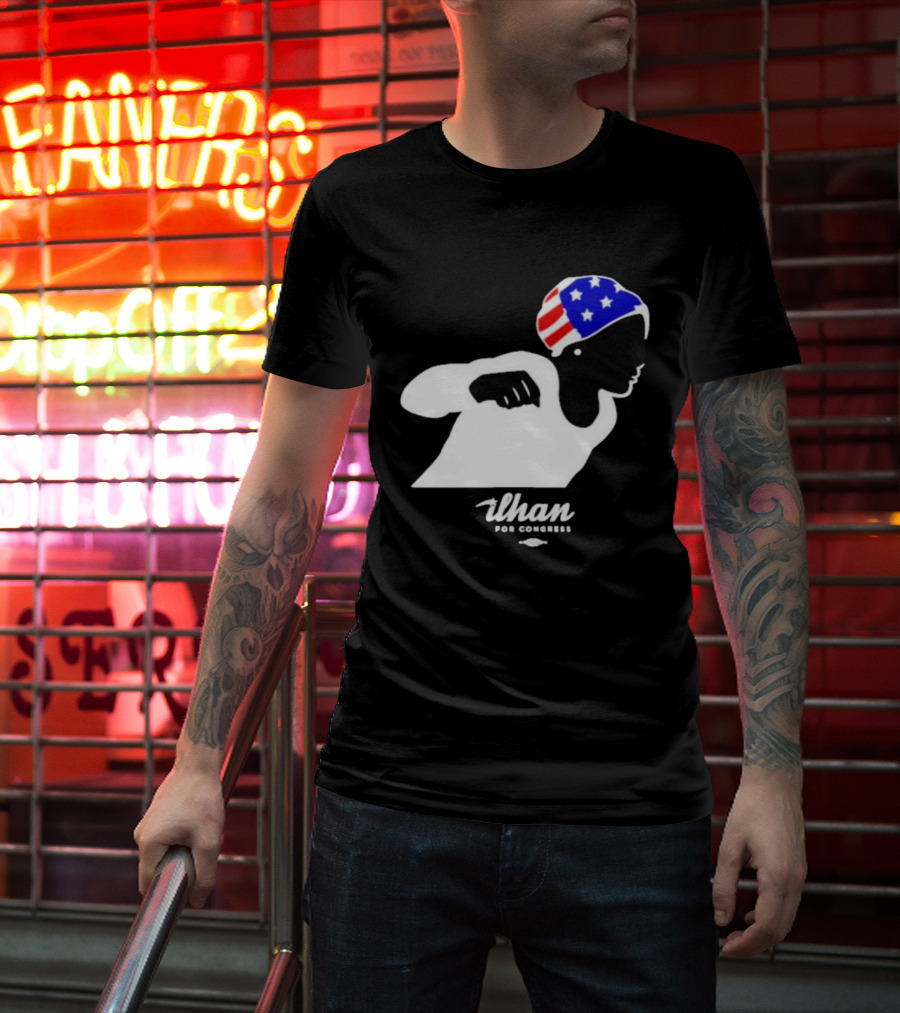 Ilhan For Congress Patriotic Runner Icon Don't Let Bullies Win T-Shirt