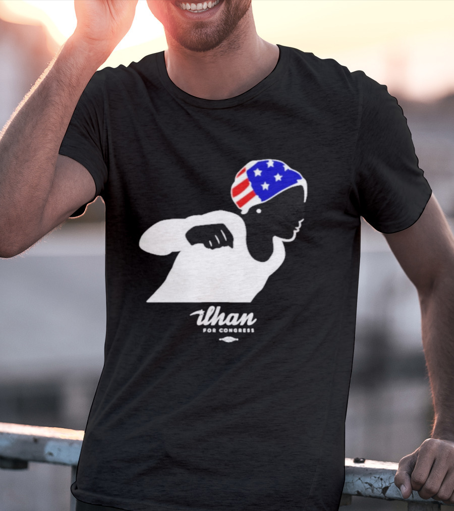 Ilhan For Congress Patriotic Runner Icon Don't Let Bullies Win T-Shirt