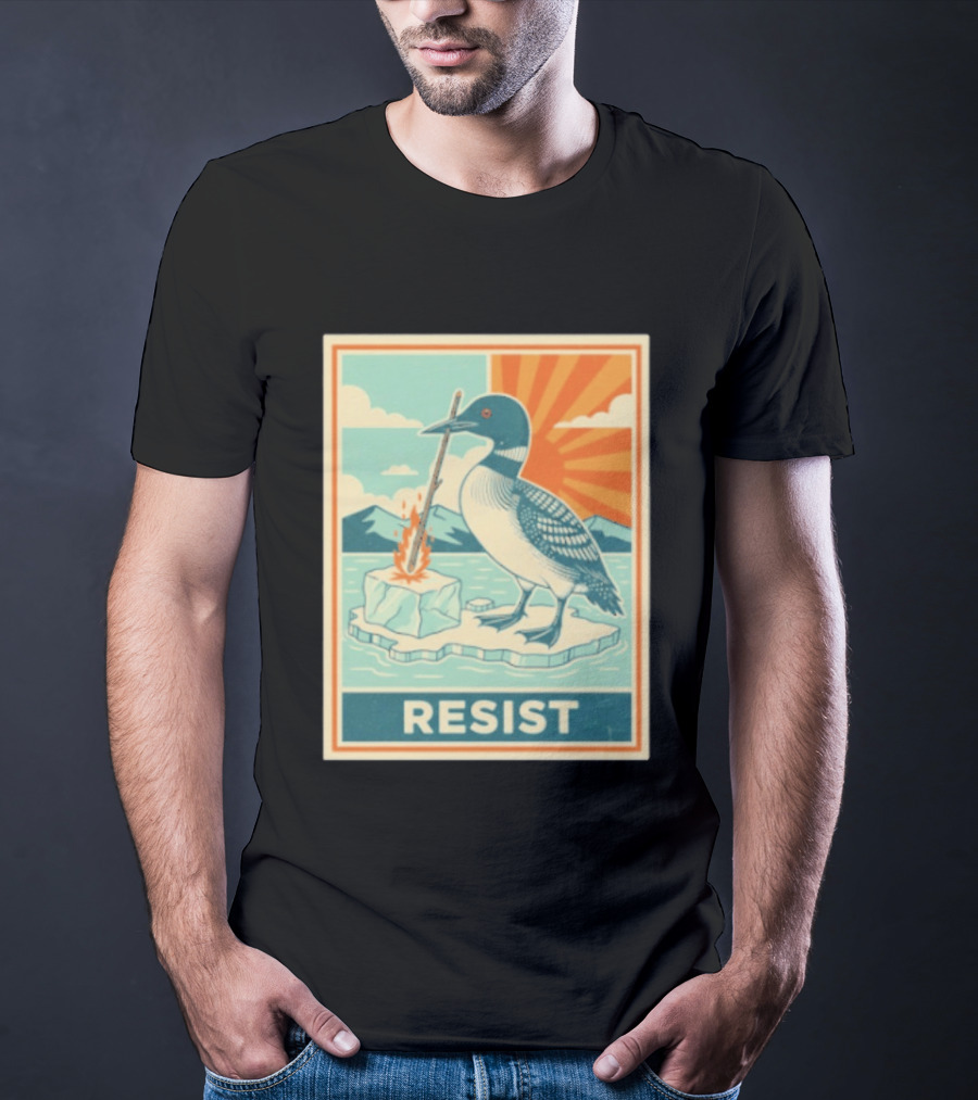 Loon Resist Climate Change Minnesota ICE Nature Conservation T-Shirt