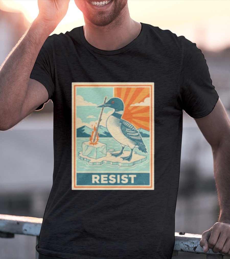 Loon Resist Climate Change Minnesota ICE Nature Conservation T-Shirt