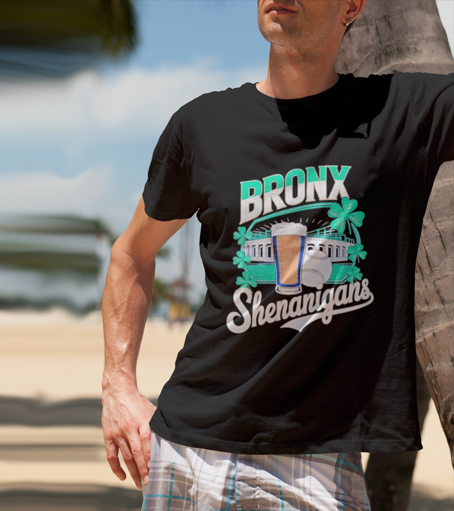 Bronx Shenanigans Beer Baseball Stadium Clover St Patricks Day 2026 T-Shirt