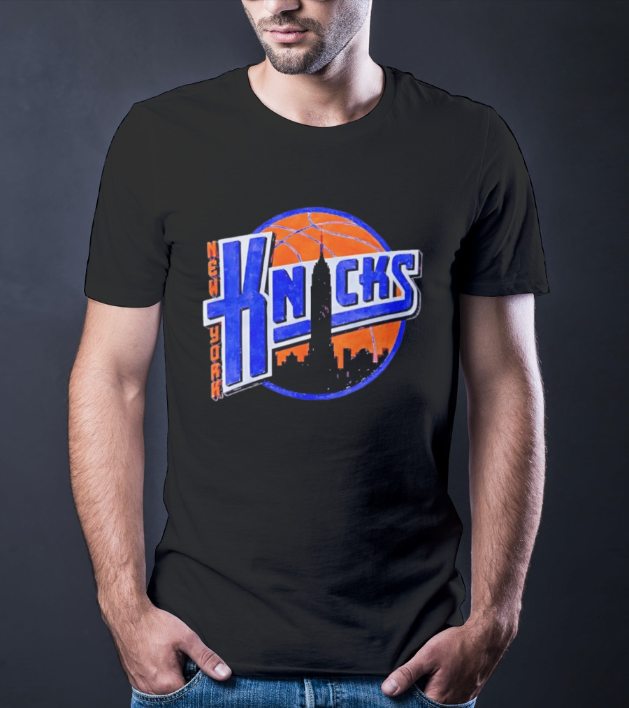 New York Knicks NBA Old School Basketball Skyline 2026 T-Shirt