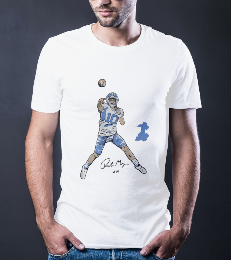 Drake Maye 10 North Carolina Tar Heels Football Pro Pose T-Shirt