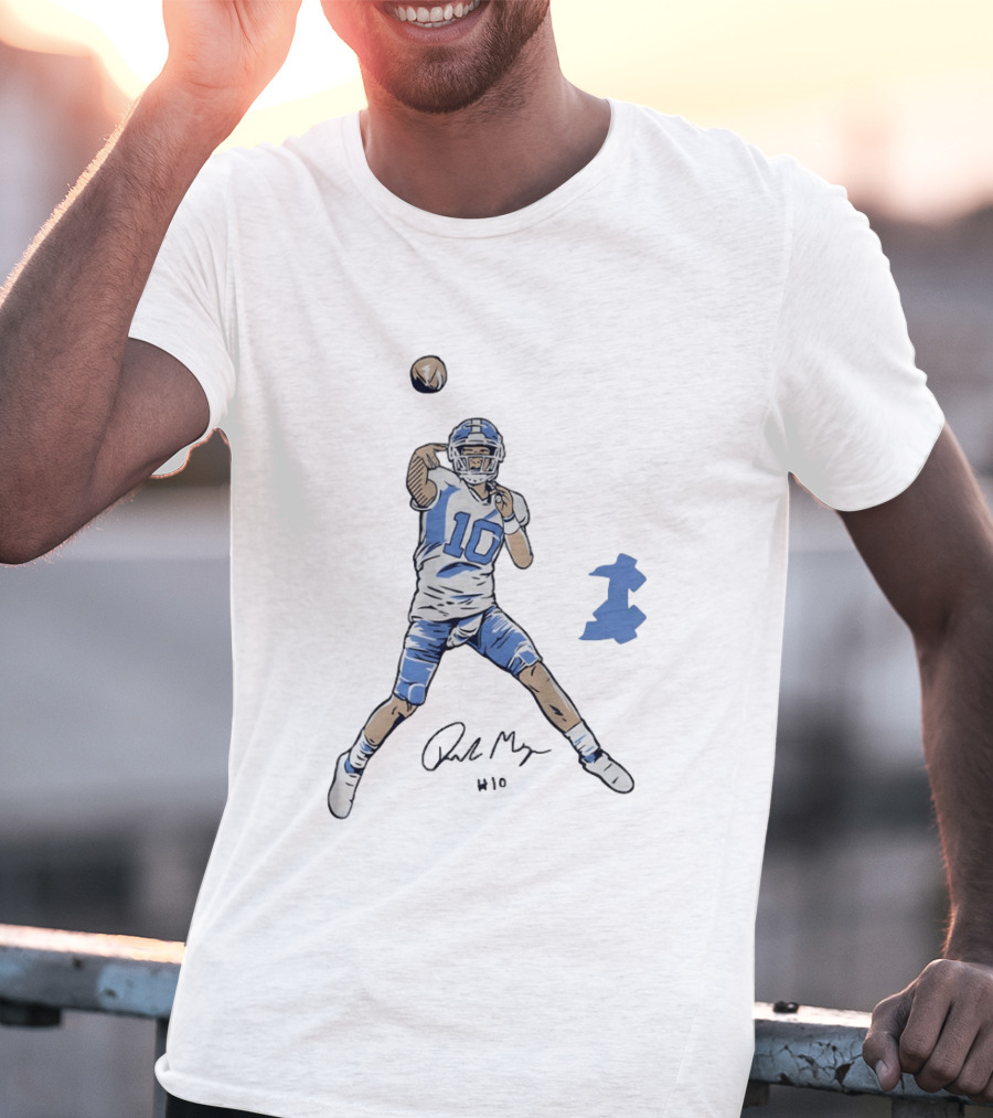 Drake Maye 10 North Carolina Tar Heels Football Pro Pose T-Shirt