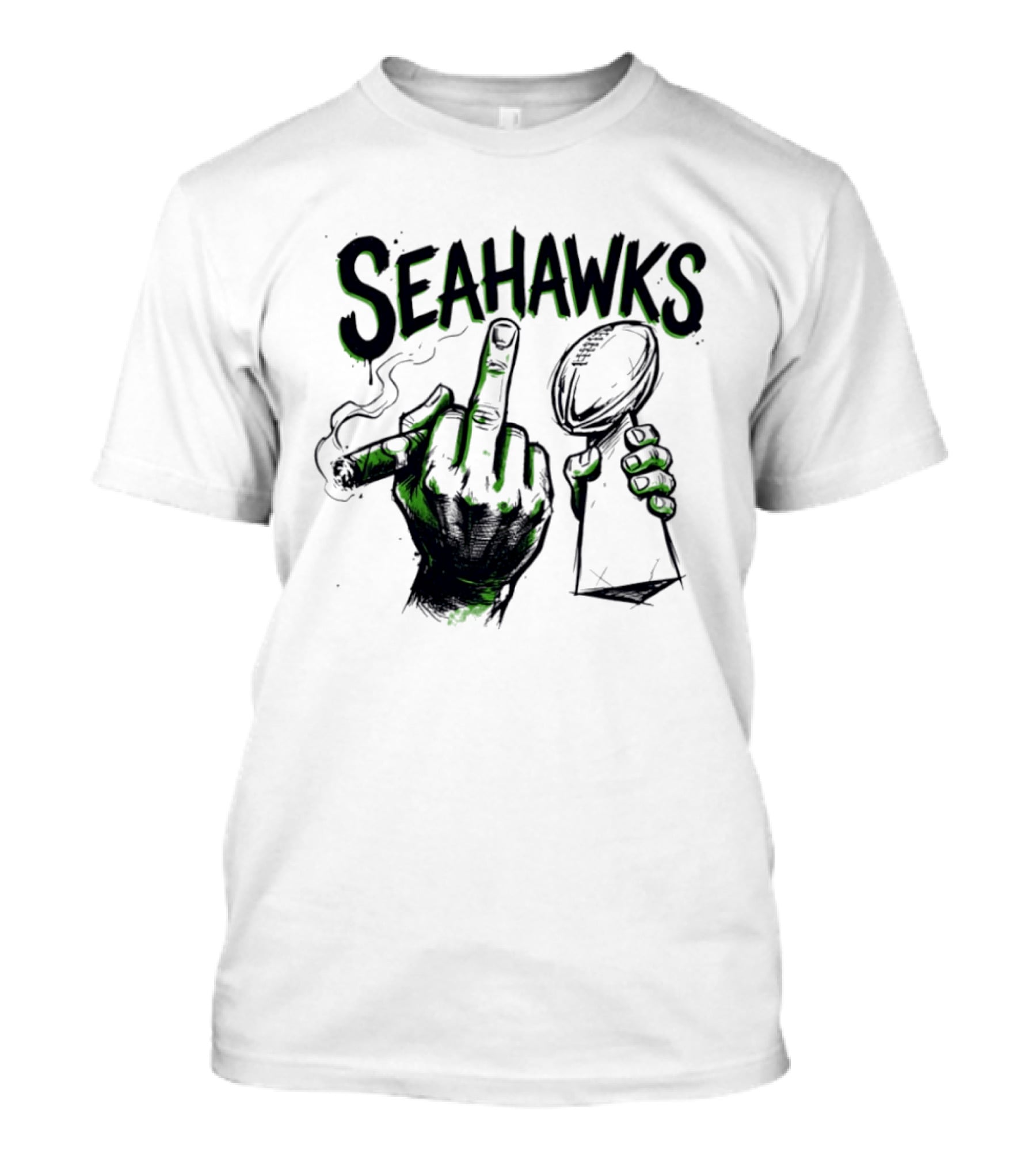 Seahawks Middle Finger Smoking Trophy 2025 T-Shirt