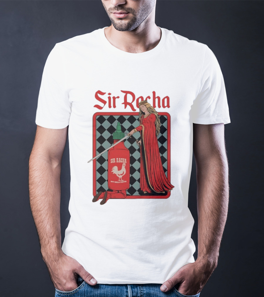 Sir Racha Hot Chilli Pepper Sauce Medieval Knight And Lady T-Shirt