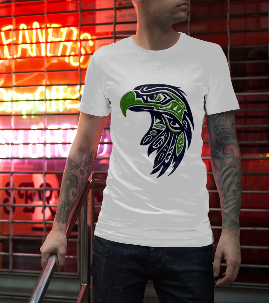 Seattle Seahawks Native American Tribal Art Eagle Head T-Shirt