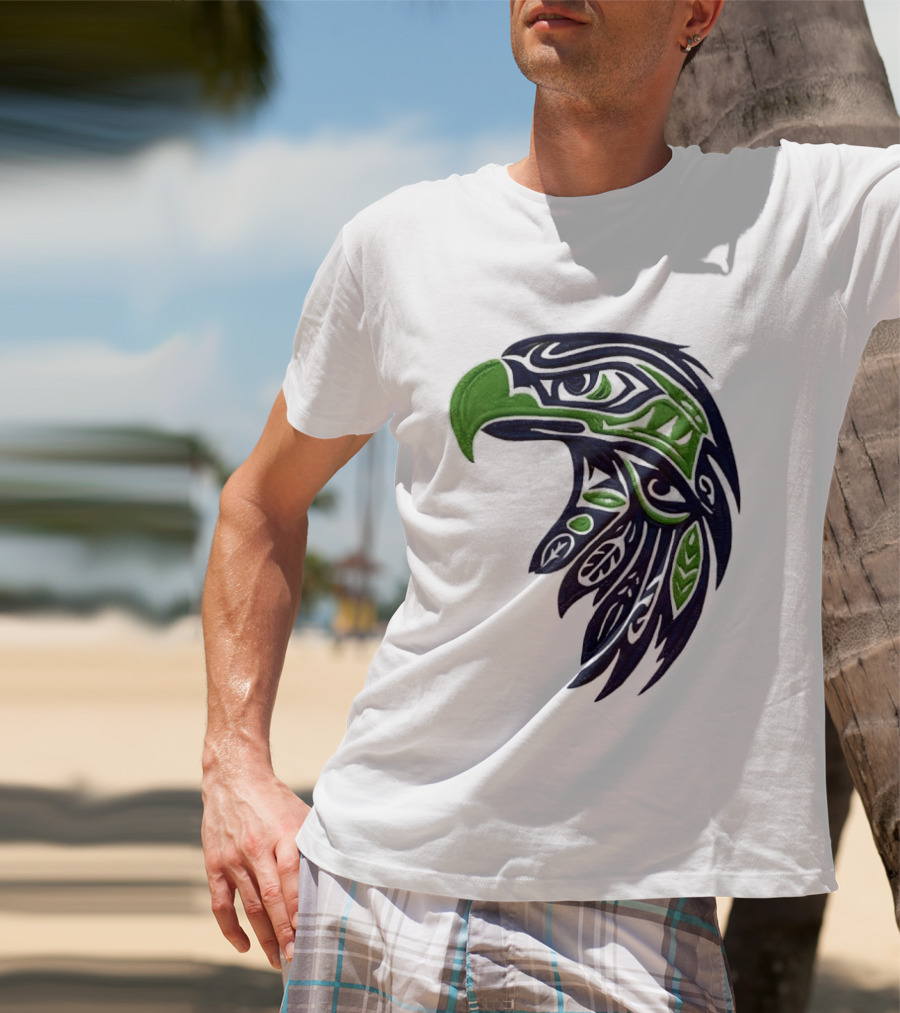 Seattle Seahawks Native American Tribal Art Eagle Head T-Shirt