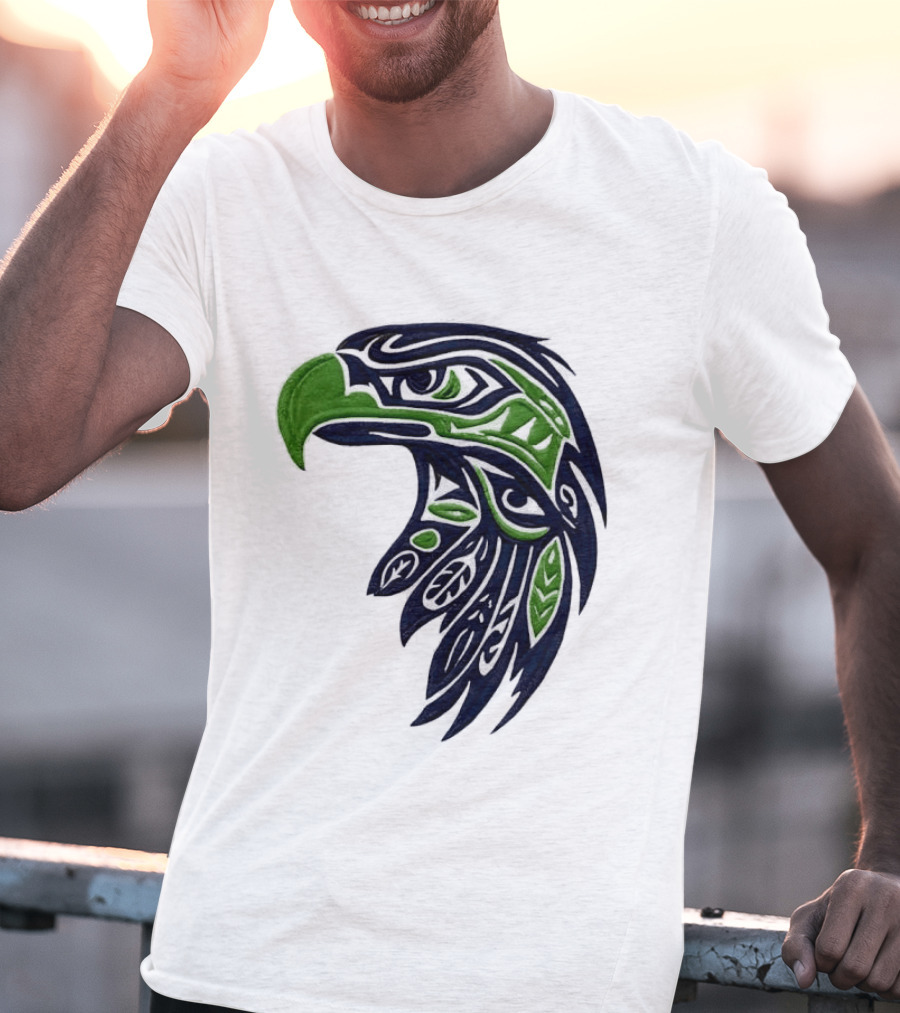 Seattle Seahawks Native American Tribal Art Eagle Head T-Shirt