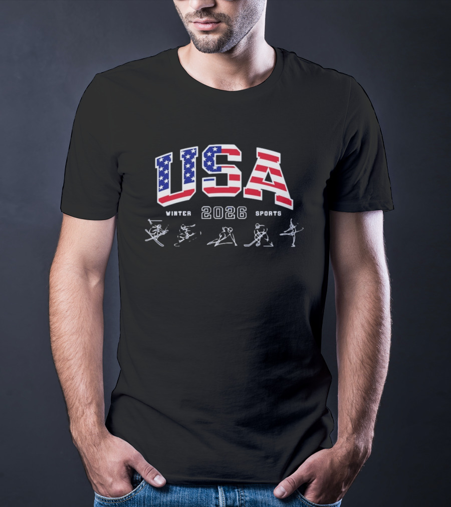 USA Winter Sports 2026 Winter Skating Skiing T-Shirt