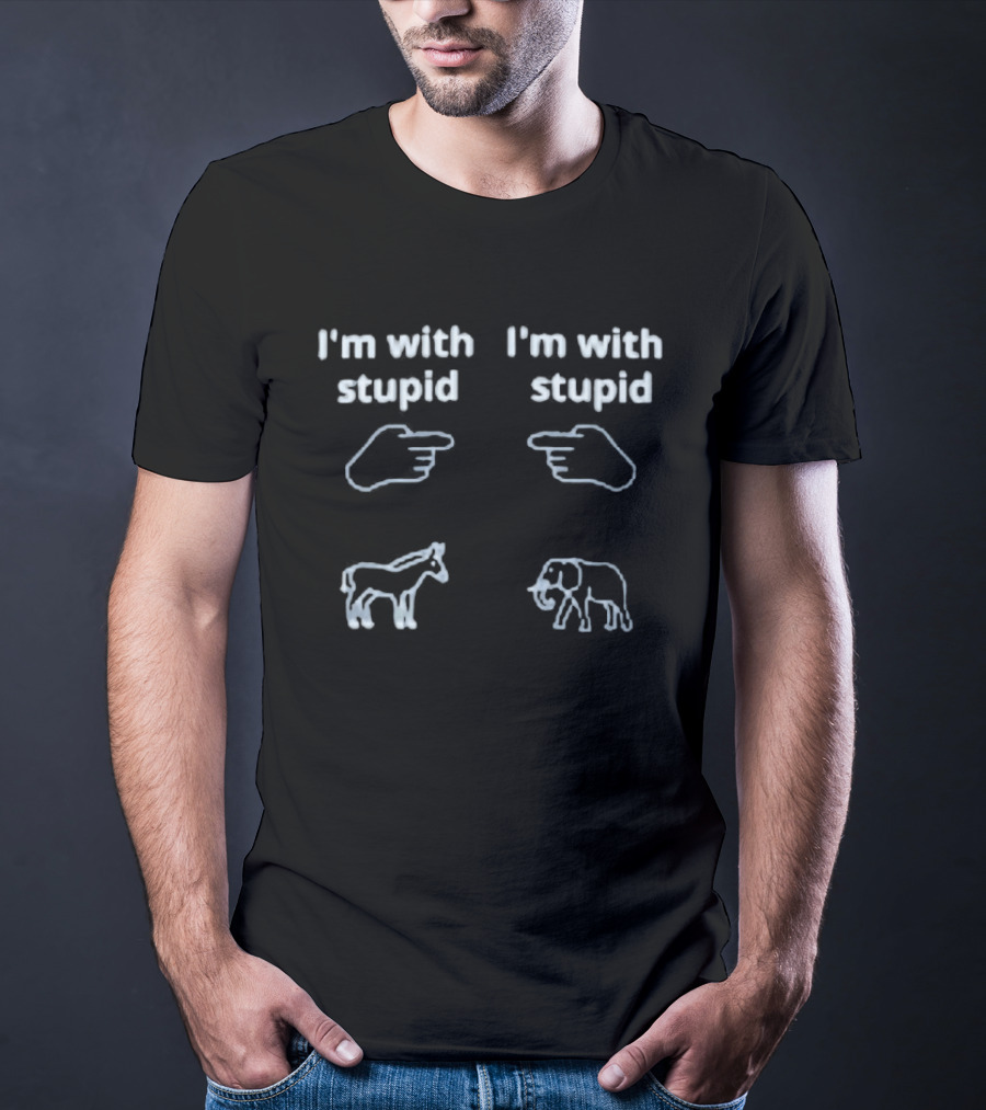 I'm With Stupid Donkey Elephant Political Humor T-Shirt