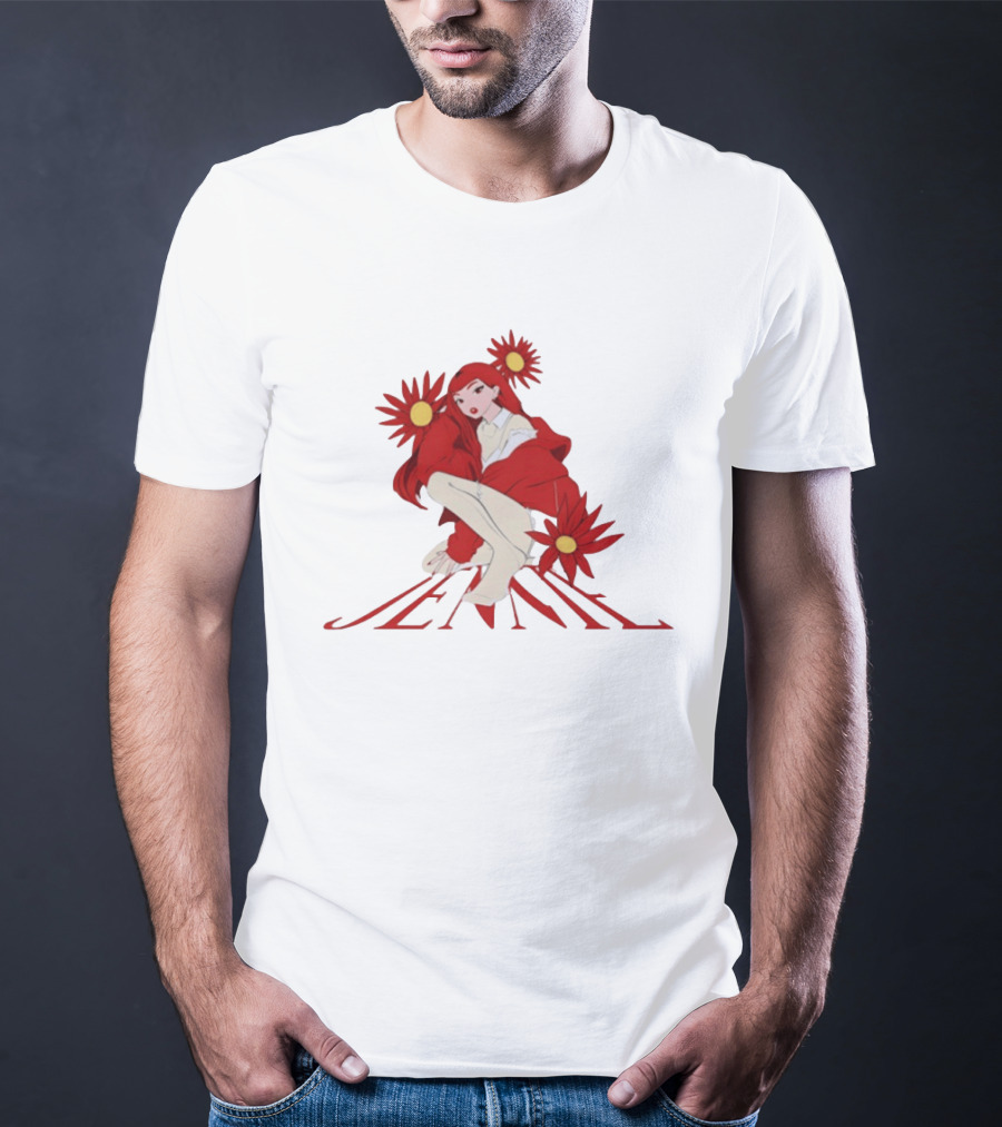 Back To School Anime Jennie Red Flowers Vintage Aesthetic T-Shirt