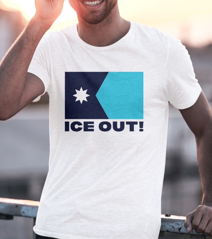 Ice Out Minnesota Star Flag T-Shirt