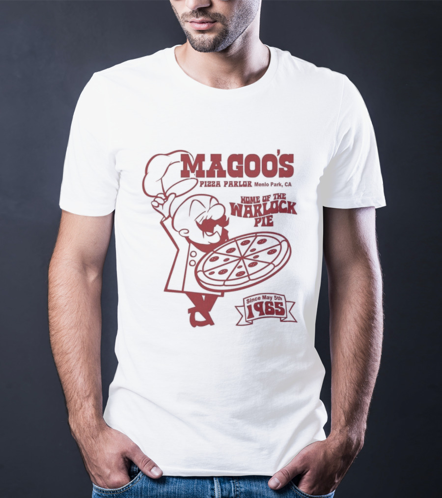 Magoo's Pizza Parlor Throwback 1985 Warsaw Indiana Chef Holding Pizza T-Shirt