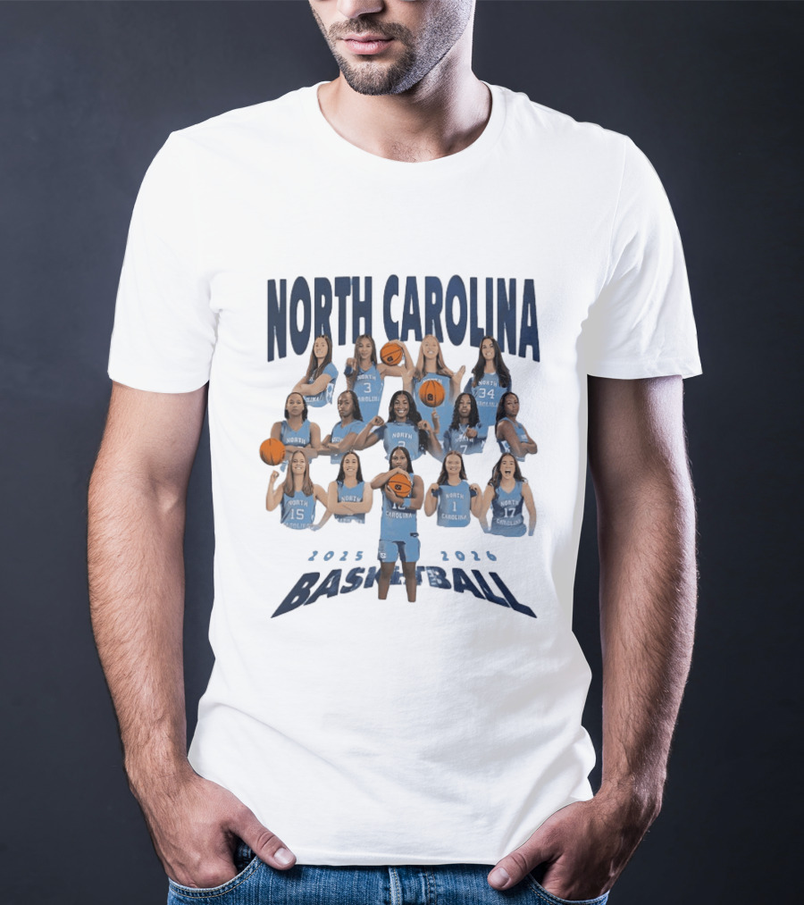 North Carolina Tar Heels Basketball 2025 2026 Team Players T-Shirt