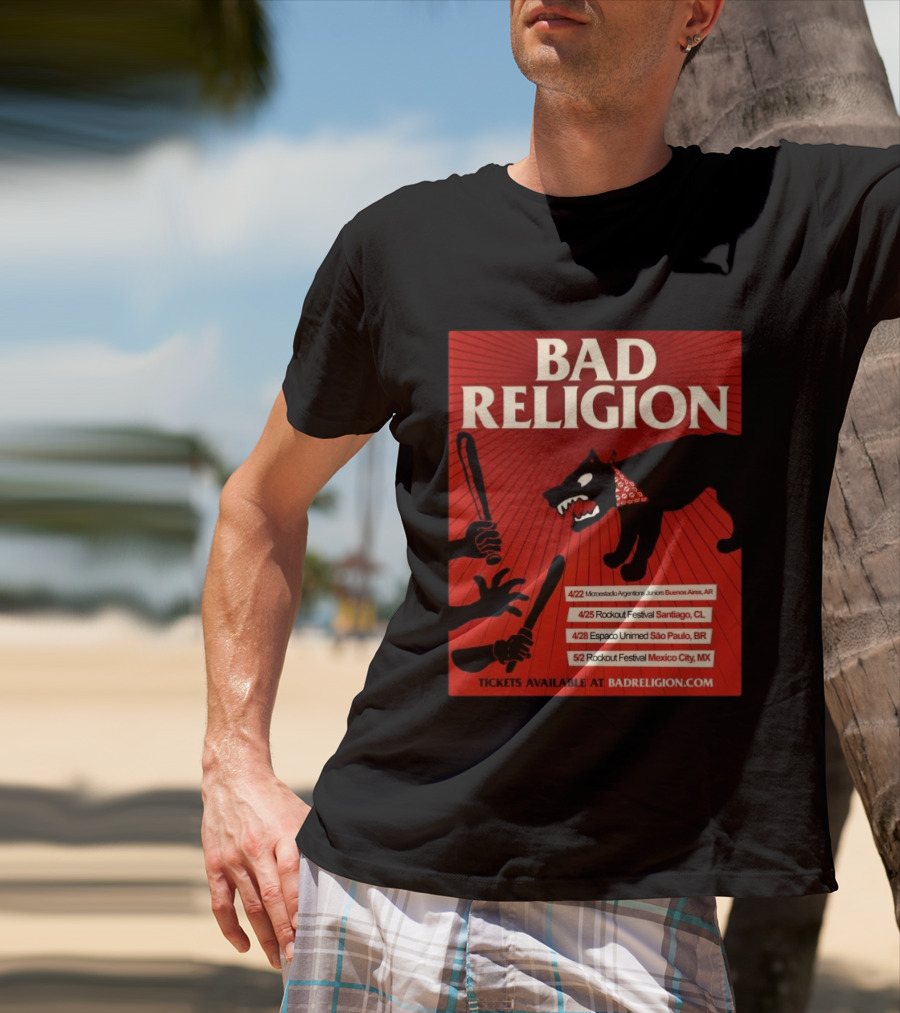 Bad Religion Tour 2026 Latin America Dates Buenos Aires Santiago São Paulo Mexico City T-Shirt