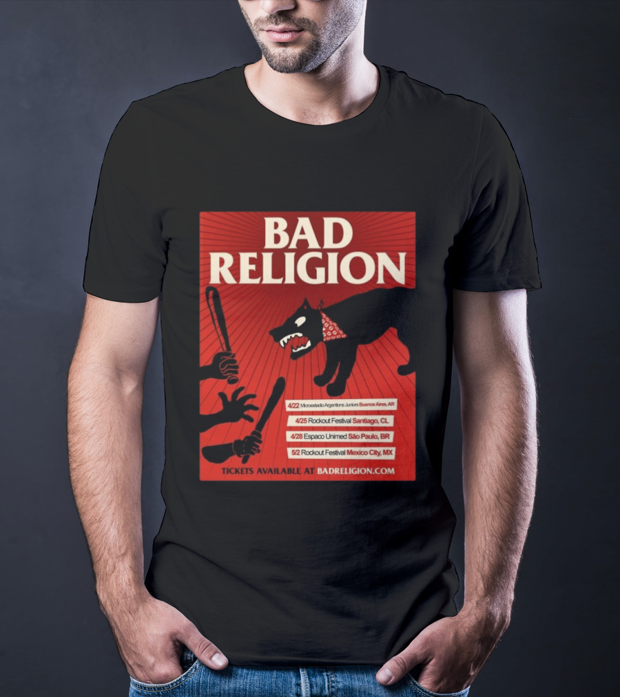 Bad Religion Tour 2026 Latin America Dates Buenos Aires Santiago São Paulo Mexico City T-Shirt