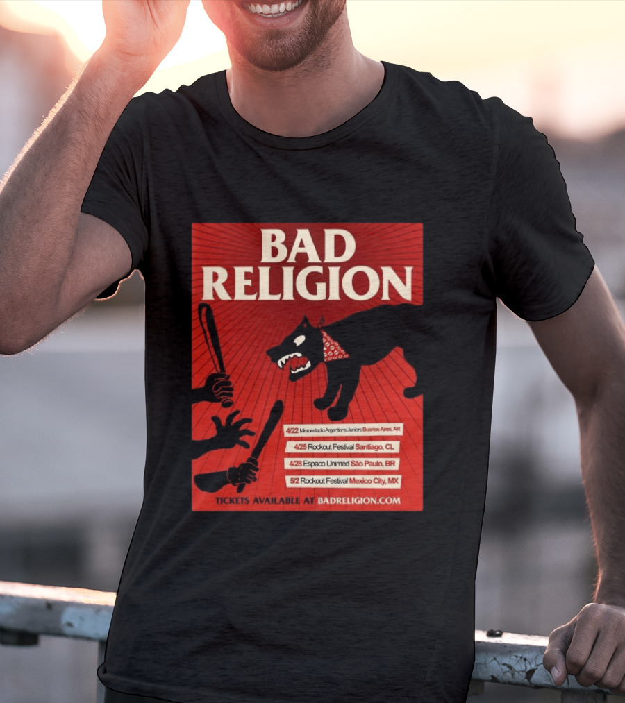 Bad Religion Tour 2026 Latin America Dates Buenos Aires Santiago São Paulo Mexico City T-Shirt