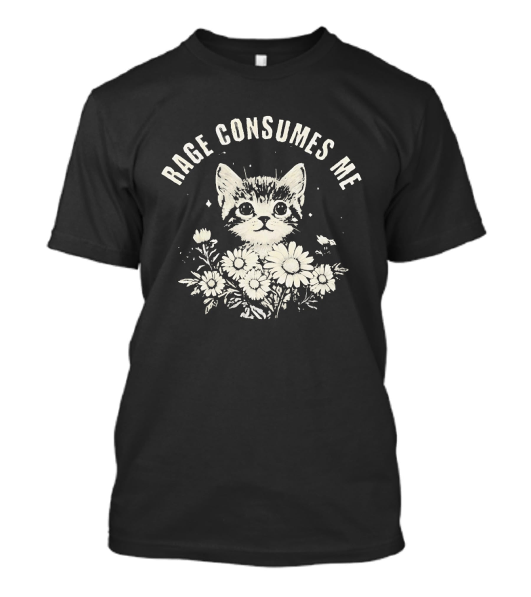 Rage Consumes Me Cat With Flowers T-Shirt
