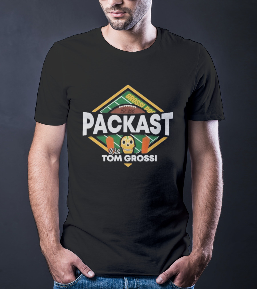 Packast With Tom Grossi Est 2015 Football Field Skull T-Shirt