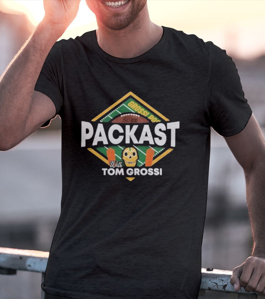 Packast With Tom Grossi Est 2015 Football Field Skull T-Shirt